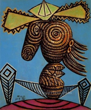 Figura femenina con sombrero sentada en una silla 1938 Pablo Picasso Pinturas al óleo